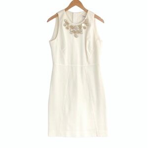 Milly ivory sleeveless sheath dress gold buttons 6
